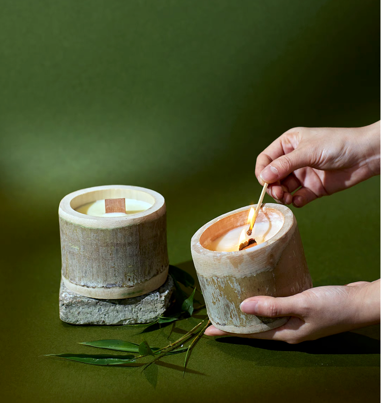 White Jasmine Mint-白茉莉薄荷-《林澗》Bamboo scented candles